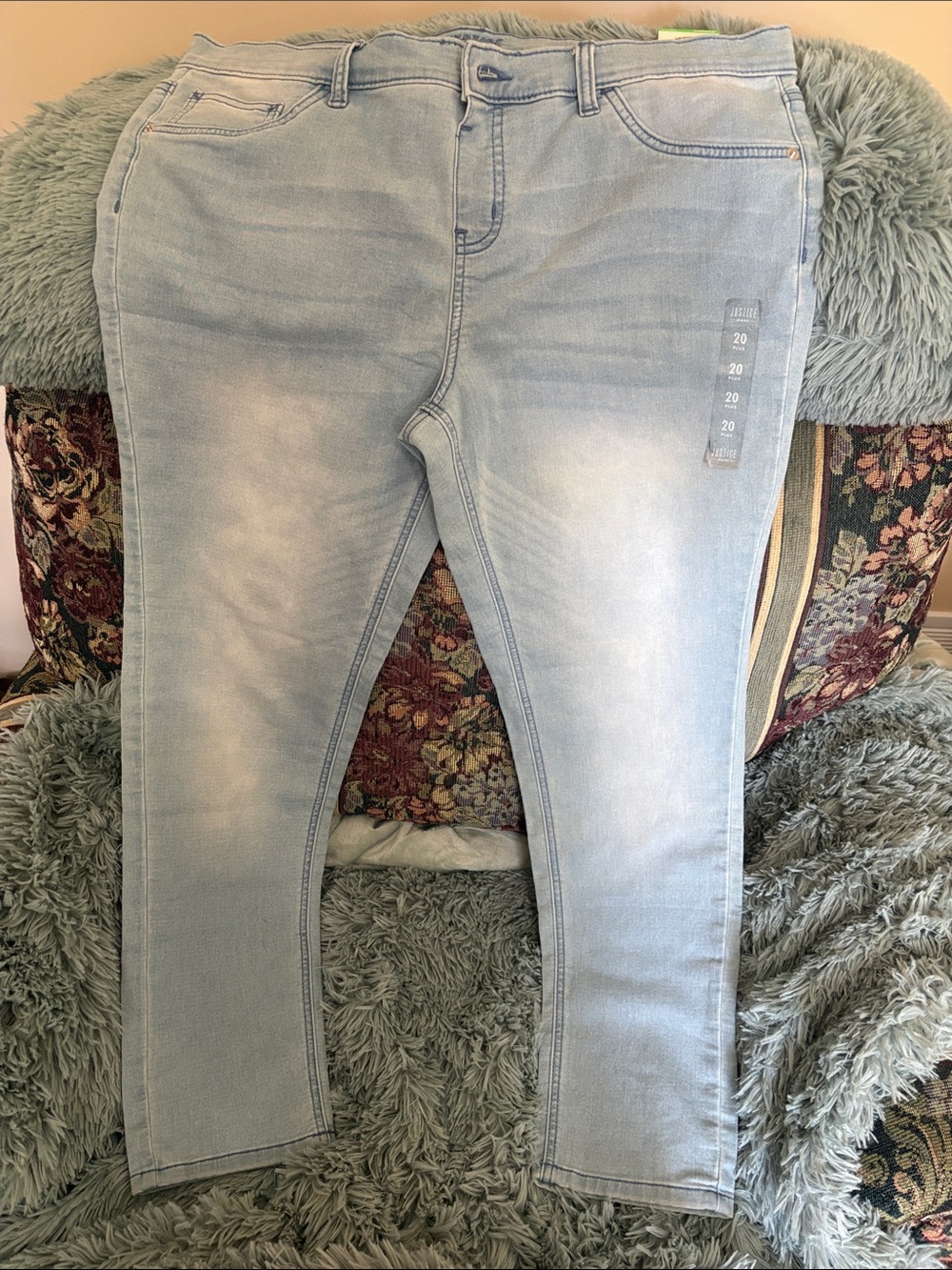 Justice Light Wash Blue Jeggings